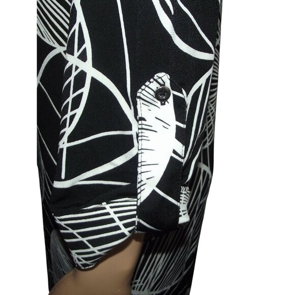 Banana Republic Dress Womens Size Medium Shift Black & White Abstract Print - Picture 6 of 10